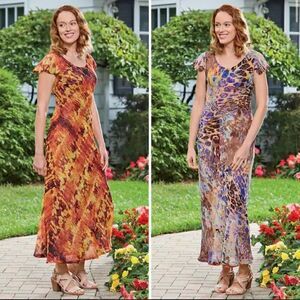 Size 8 Midnight Velvet  Animal Botanical Kenzie Reversible Floral Dress (c1)